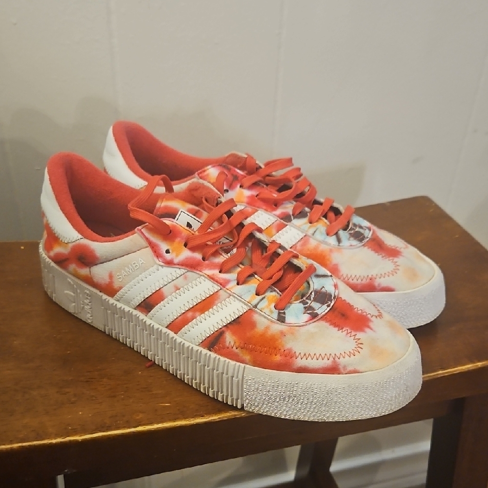 Adidas Samba Red and White Tie-Dye Sneakers